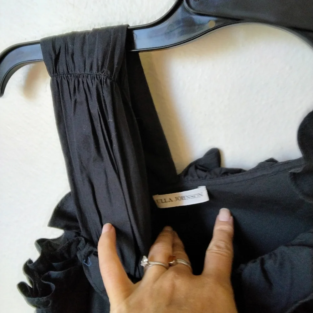 Ulla Johnson Women's Iliana Dress in Noir Ruffle Detail Mini - Picture 3 of 7